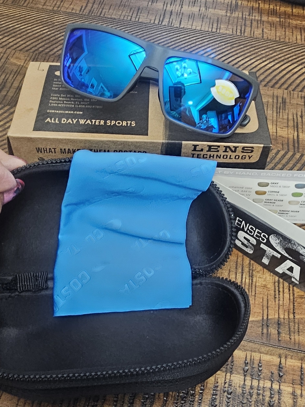 Costa Del Mar Rinconcito Sunglasses Matte Gray Blue Mirror 580G Glass RIC 08 Box - Picture 3 of 10